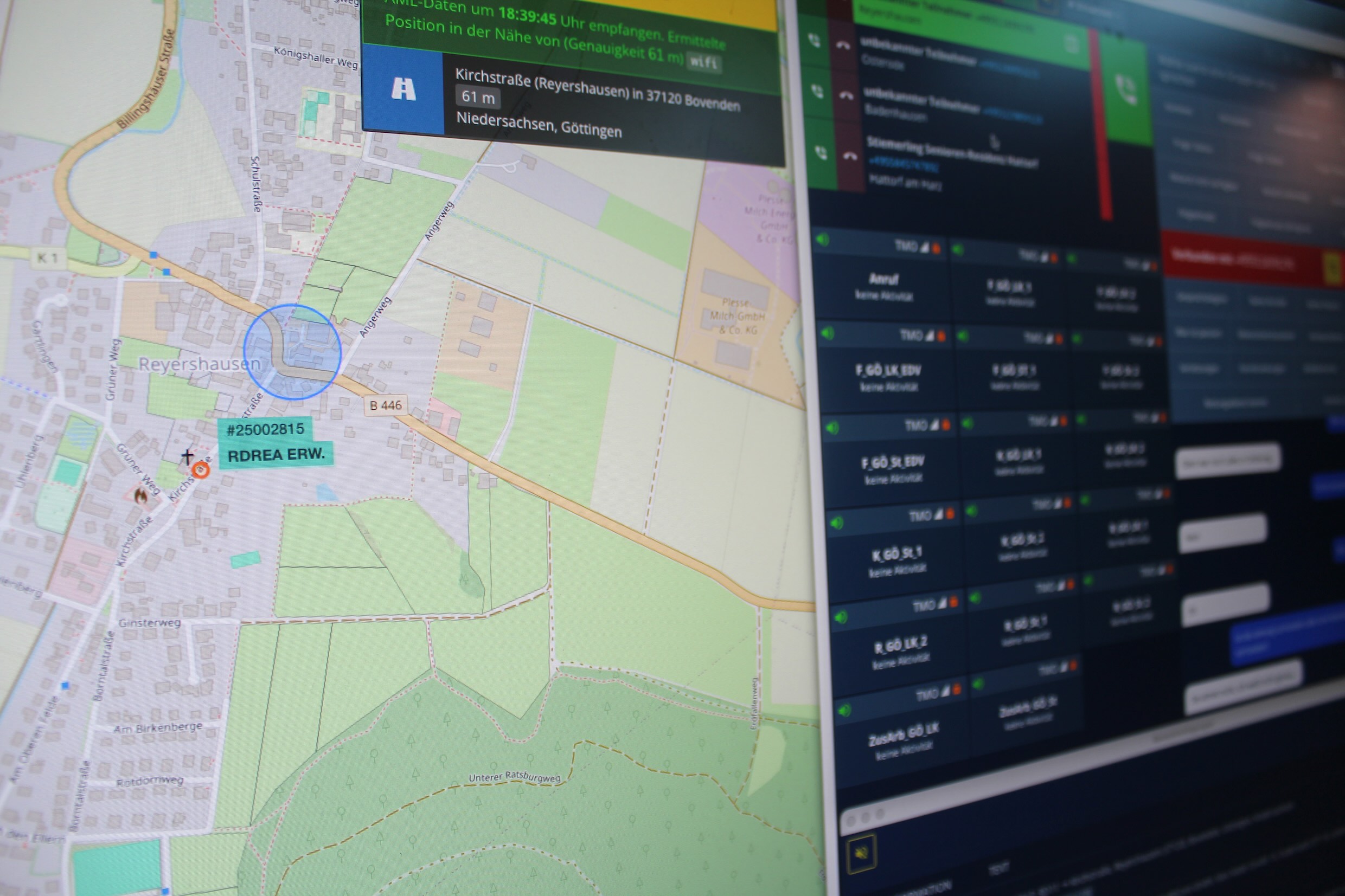 Session overview and dispatch center selection